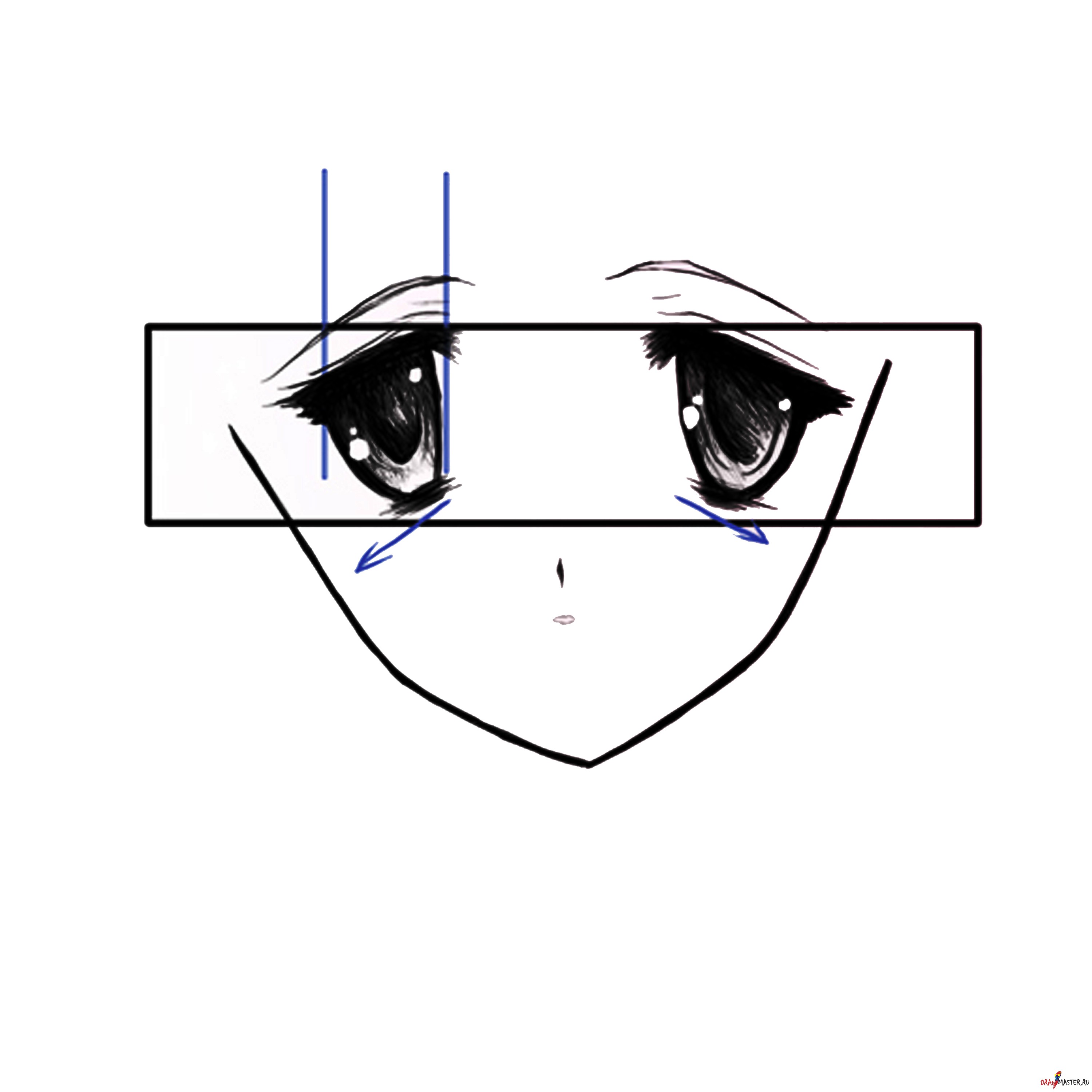 Рисуем лицо аниме в квадрате